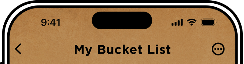 Top portion of the Bucket List App screen